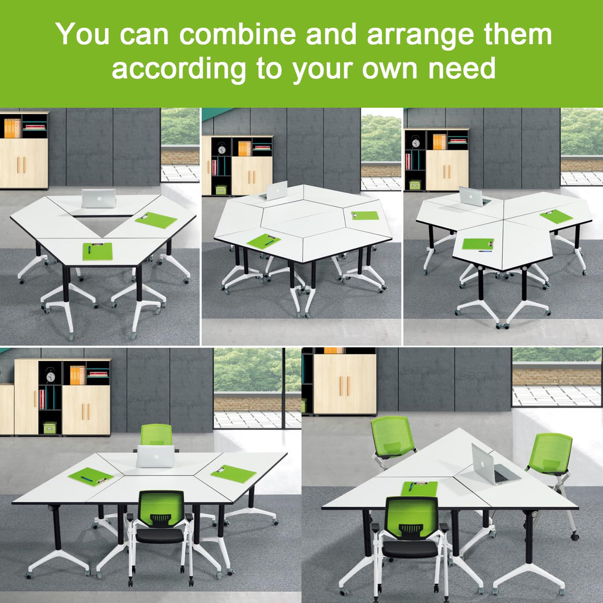 Foldable Conference Room Tables,Flip Top Mobile Training Table,Modern Meeting Table with Silent Wheels,Mobile Conference Tables,47.2 "x23.6 x 29.5 Meeting Room Table for Office Training (6pack) LKATOR