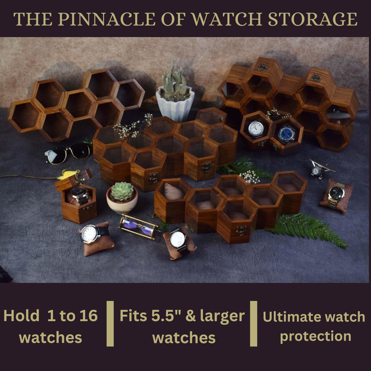 Watch Box for Men, Single Slot Watch Display Case Mens Watch Box Organizer, Dark Rosewood Watch Cases for Men Watch Storage, Valentines Gift Watch Organizer Holder Case for travel with Glass Lid Royal Craft Expertise