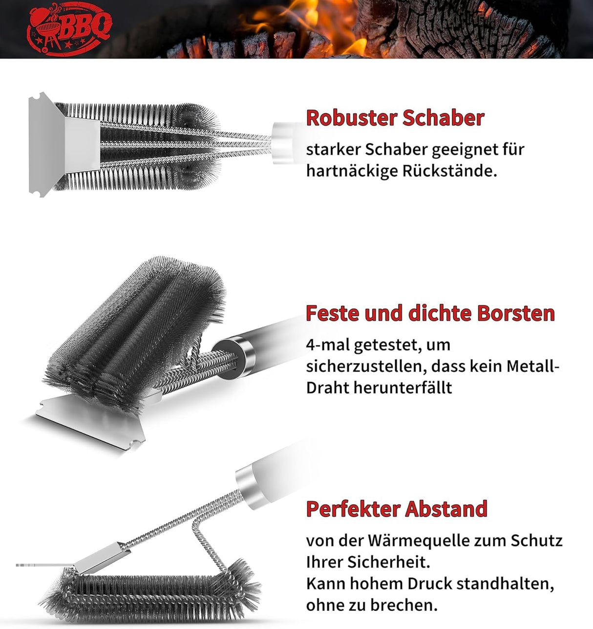 TNTOR Grill Brush with Scraper, 18" Adjustable Handle with Bottle Opener BBQ Grill Brush for Outdoor Grill/Smoker/Gas and Charcoal Grill Cleaning WoodArtSupply