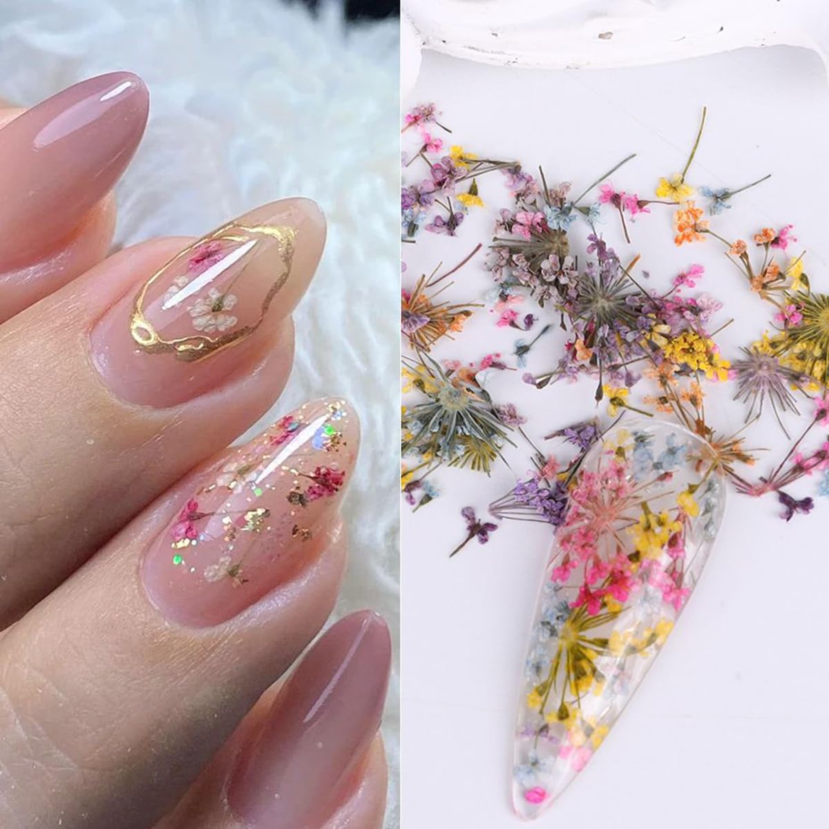 3D Dried Flower for Nails, Flower Nail Art Stickers 1Box Mixed Dried Flowers for Nail Art Resin DIY Crafts Natural Real Dry Flower Decals for Spring Summer Manicure Nail Art Decorations (Style3) SINSEN