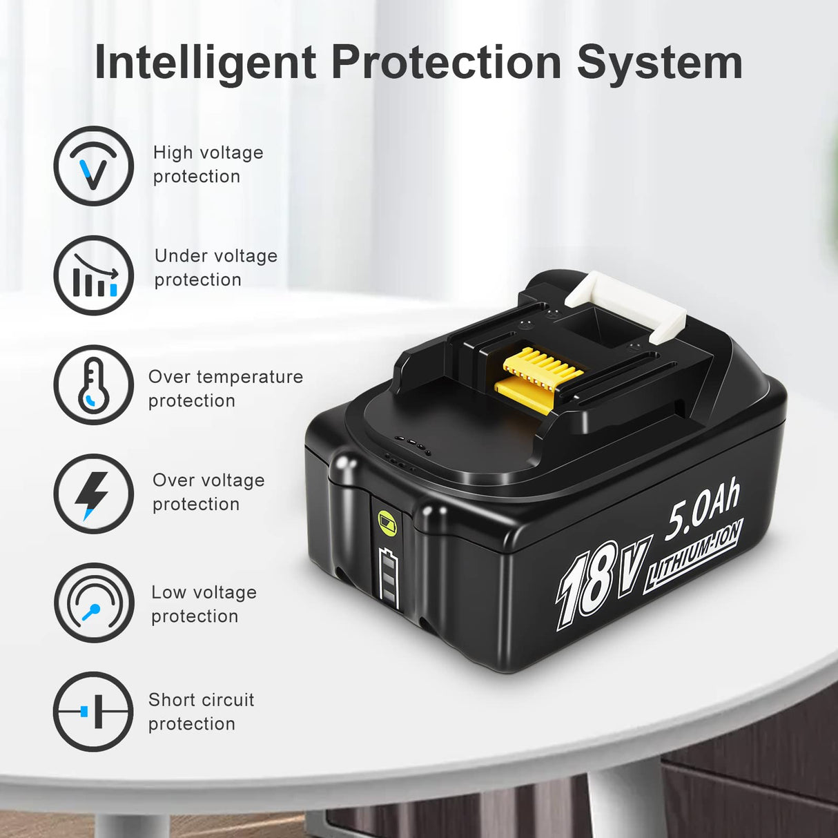 2 Pack 18V 5000mAh Lithium-ion Replacement Battery for Makita and 14.4V-18V Replacement Charger for Makita BL1830 BL1850 BL1840 YongerTool