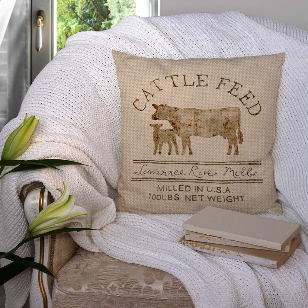 SSOIU Cattle Feed Theme Farmhouse Decorative Throw Pillow Covers for Sofa Couch Home Decoration 18x18 inches SSOIU
