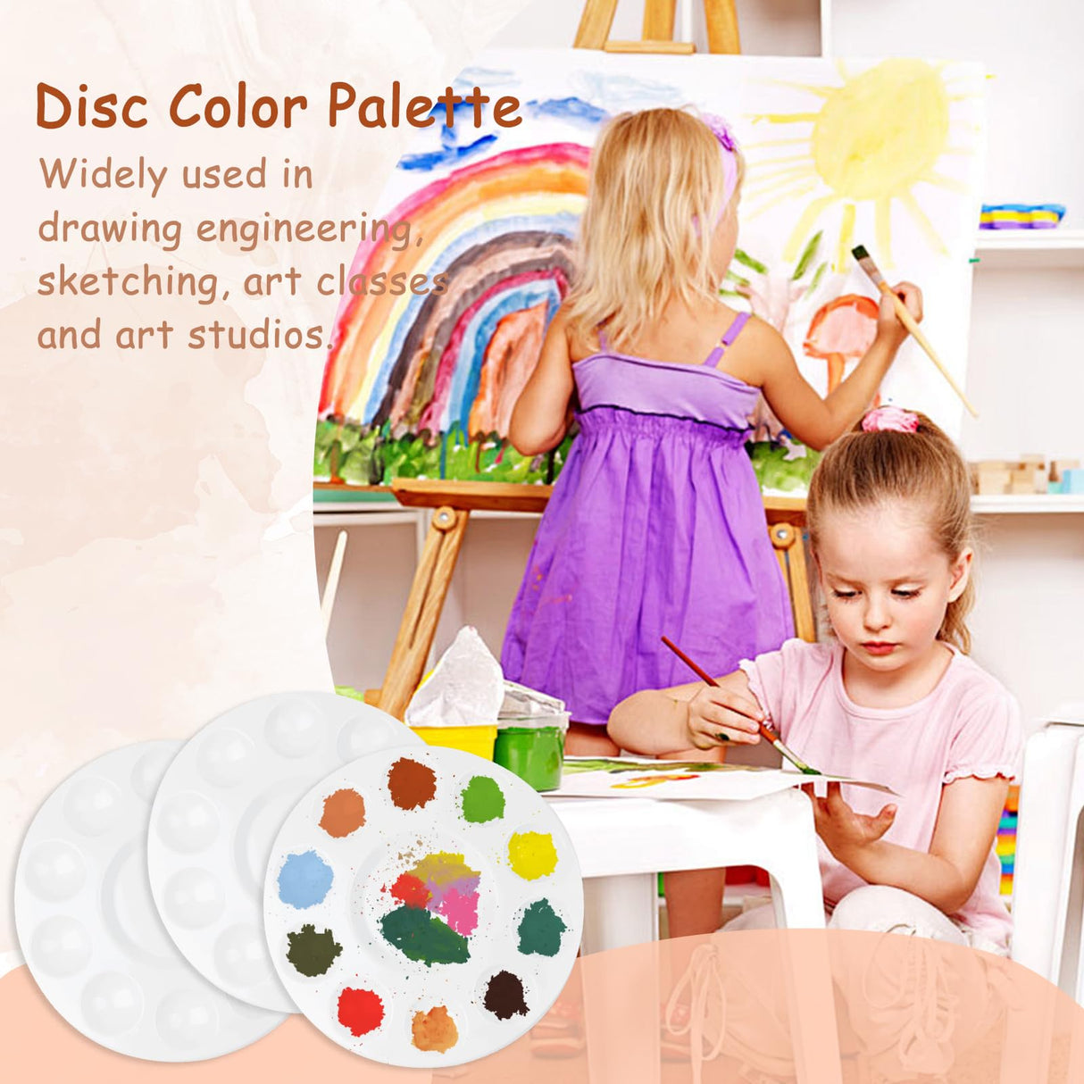 20 Pack Paint Tray Palettes for Kids, Plastic White Palettes for Students, Paint Holder, Paint Supplies LNAUJS