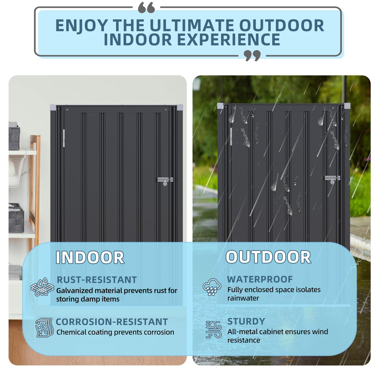 AECOJOY Outdoor Cabinet Storage Cabinet Weatherproof & Package Delivery Boxes for Outside, Metal Vertical Storage Shed Waterproof,Outdoor Small Tool Storage Clearance for Backyard Garden Patio Porch AECOJOY