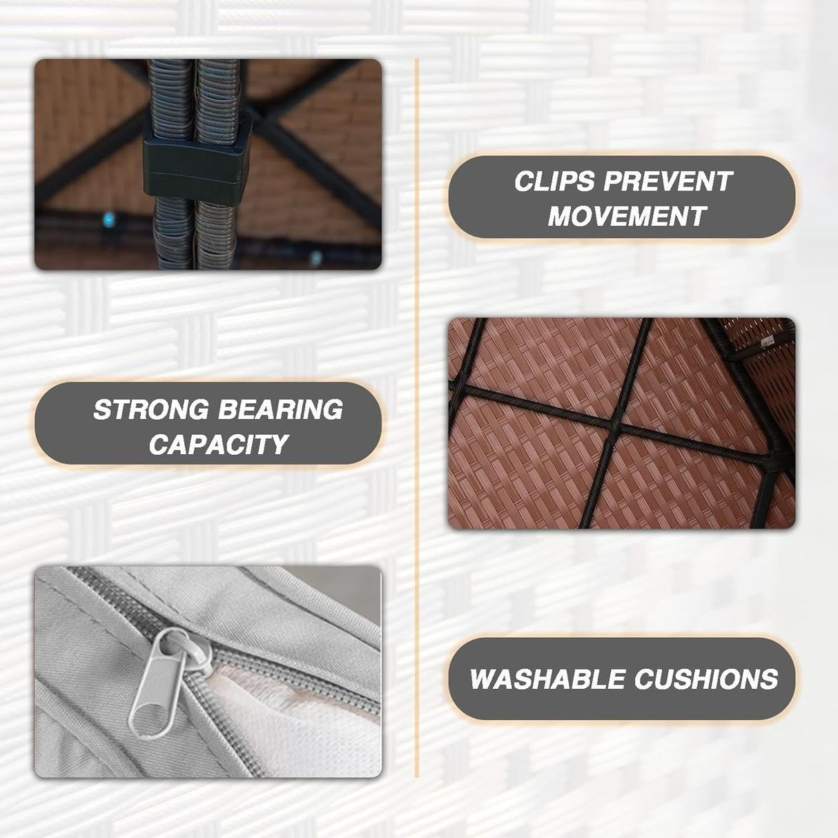 TANGJEAMER Patio Furniture Set 7 Pieces with 44" Fire Pit Table, Rattan Outdoor Sectional Conversation Sets, All Weather Outdoor Furniture Set with Cushions for Garden Lawn Balcony Porch Deck Black TANGJEAMER