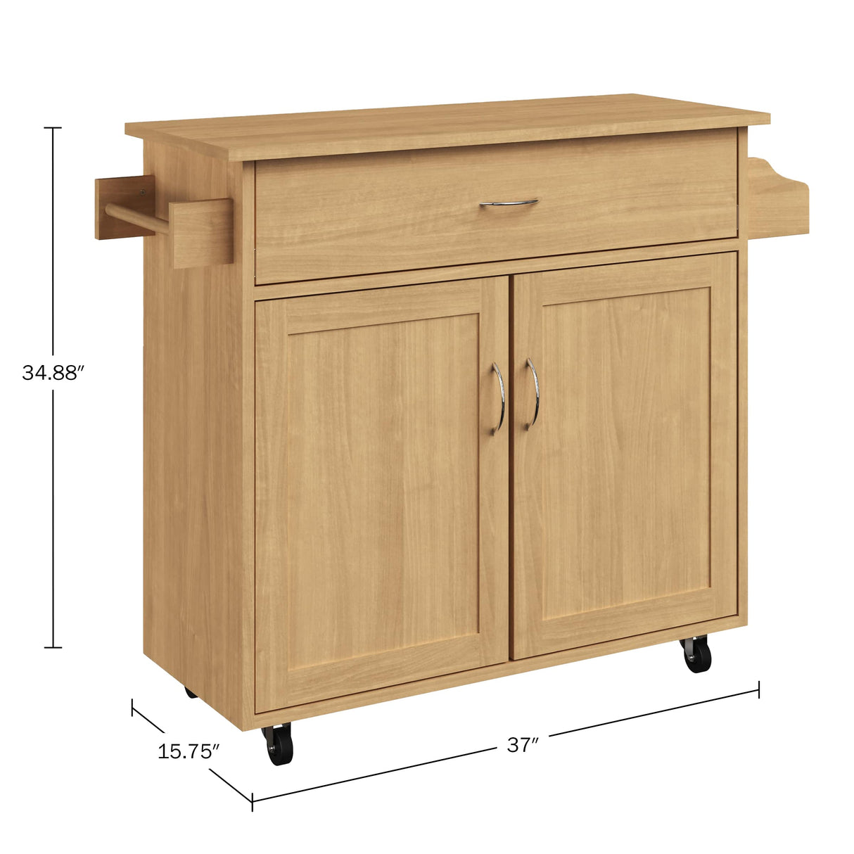 Lavish Home Kitchen Island with Spice Rack and Storage Cabinet - Rolling Cart with Drawers to Use as Coffee Bar, Microwave Stand, or Storage (Oak) Lavish Home