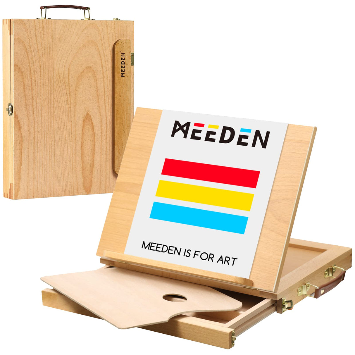 MEEDEN Table Sketch Box Easel -Portable Solid Beech Tabletop Wood Easel Drawing & Sketching Board with Storage Drawer & Palette for Beginner Artist, Art Students & Kids, Canvas up to 11" × 14" MEEDEN