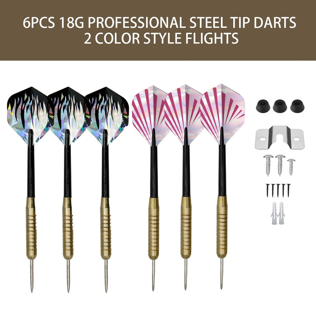 Pennpliy Bristle Dart Board Set, Professional Dart Board 18" with Steel Tip Darts Outdoor Dartboard Set, Compressed Sisal Metal Wire Board with Rotating Number Ring Includes 6pcs 18g Darts Pennpliy