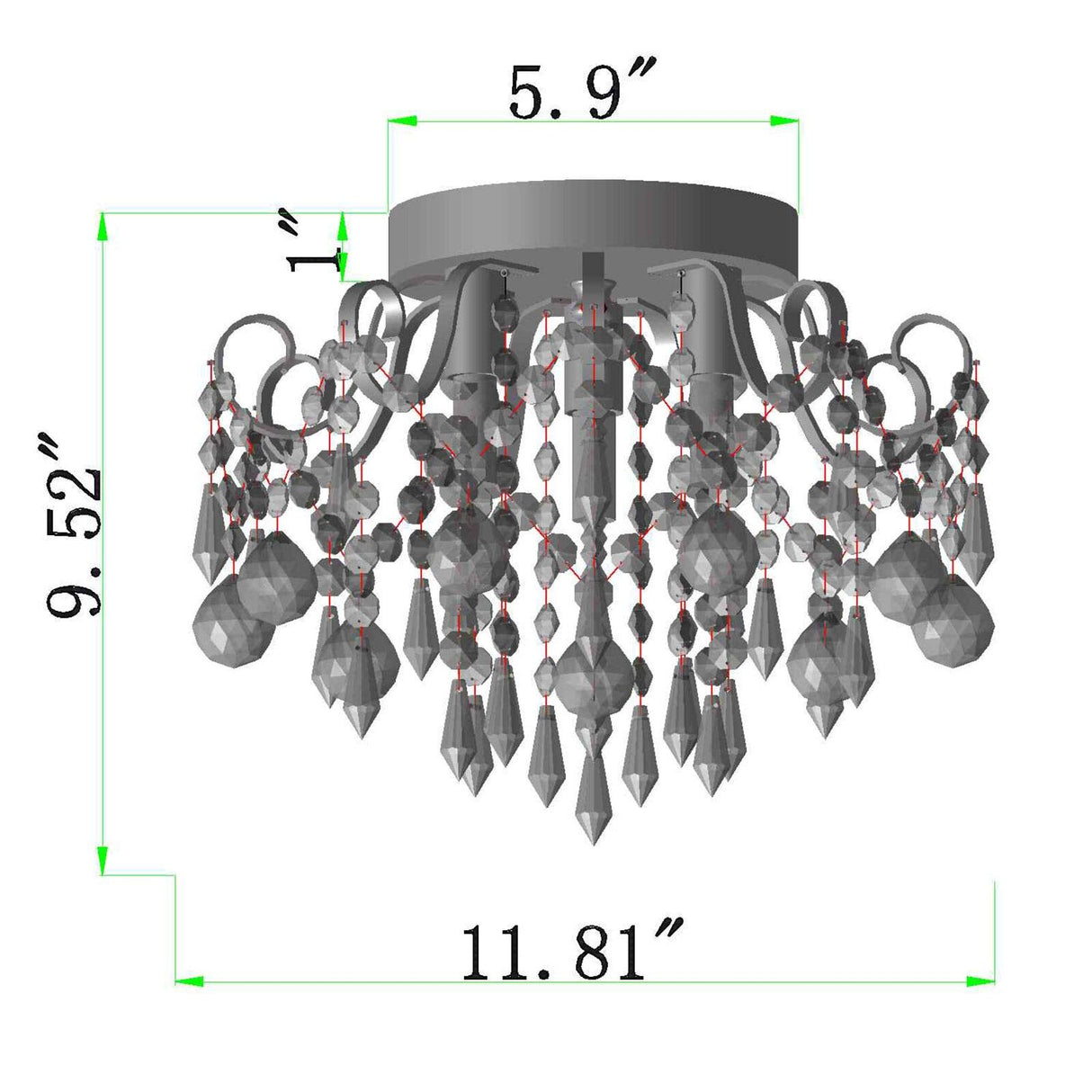 Q&S Small Crystal Chandelier Flush Mount Ceiling Light 3 Lights Modern Chrome Iron Raindrop Crystal Ceiling Fixture for Bedroom Hallway Closet Entryway Stairs Q&S