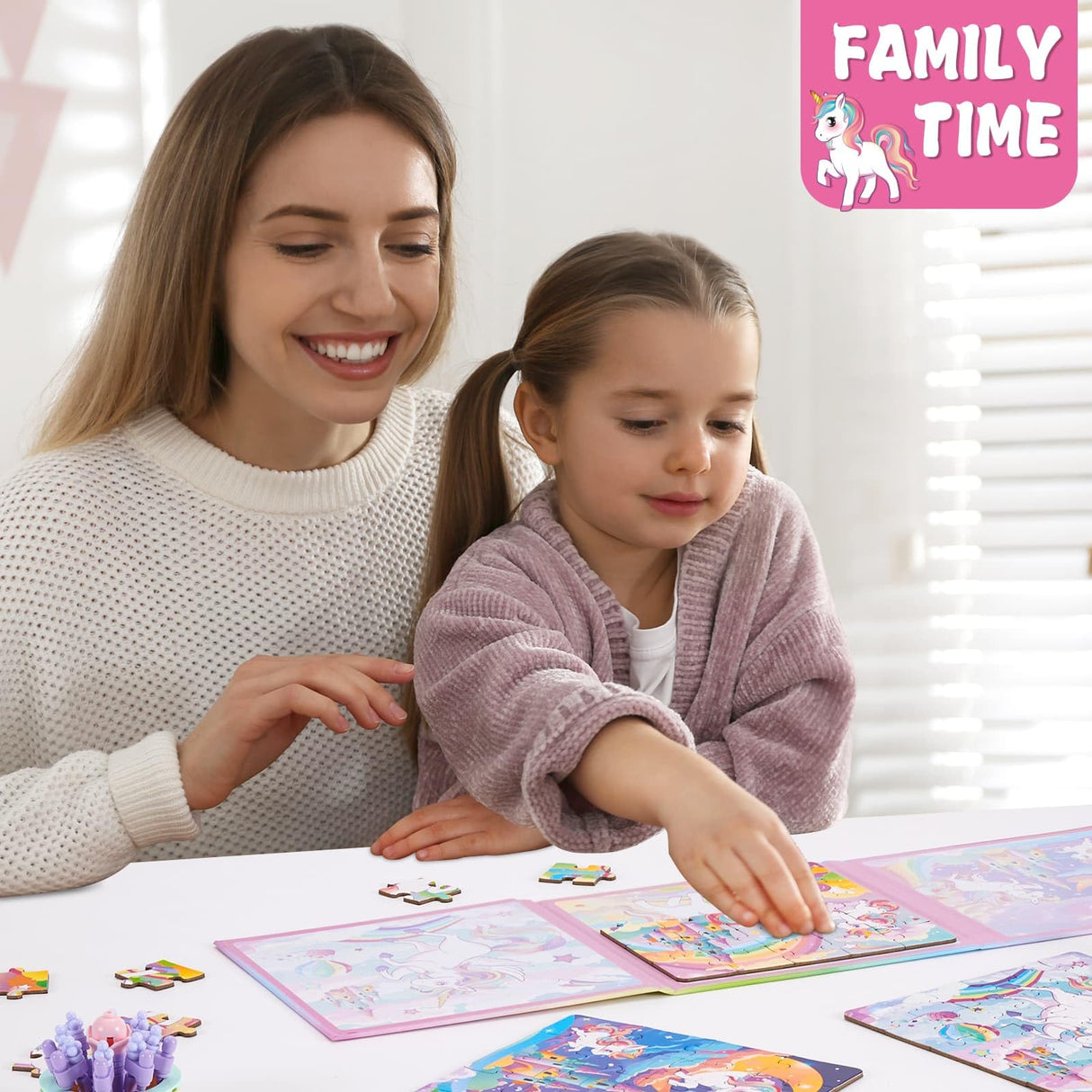 Unicorn Magnetic Puzzle for Kids 3-5, 75 pcs Magnetic Travel Puzzles Games for Toddlers Ages 3-8 Car Plane Road Trip Activities 3 in 1 Toys Gift for Girls WERNNSAI