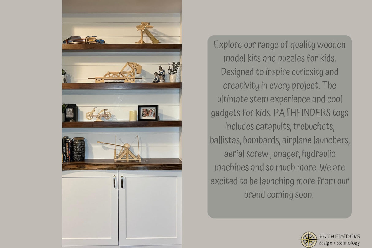 Pathfinders Stem Kits- Leonardo Da Vinci Trebuchet kit- Stem Toy Catapult kit dyi Wooden Building Toy Engineering kit- 3D Puzzle DIY- Physics Toy Science Kits for Kids Age 12-14 Pathfinders