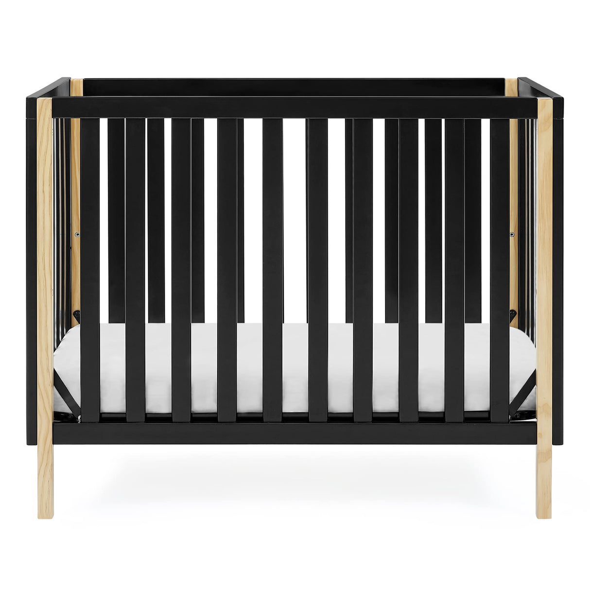 Delta Children Gio Mini Crib with 2.75" Mattress Included, Ebony/Natural Delta Children