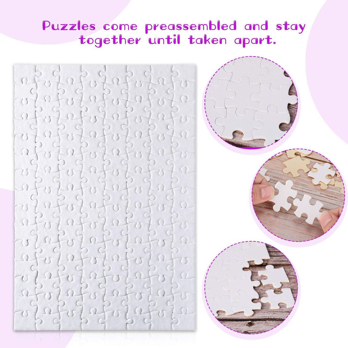 Skylety 12 Sets Sublimation Puzzle Blanks Bulk 120 Pieces A4 Jigsaw Puzzle DIY Thermal Transfer Puzzle Custom Puzzle for Heat Press Printing Crafts Skylety