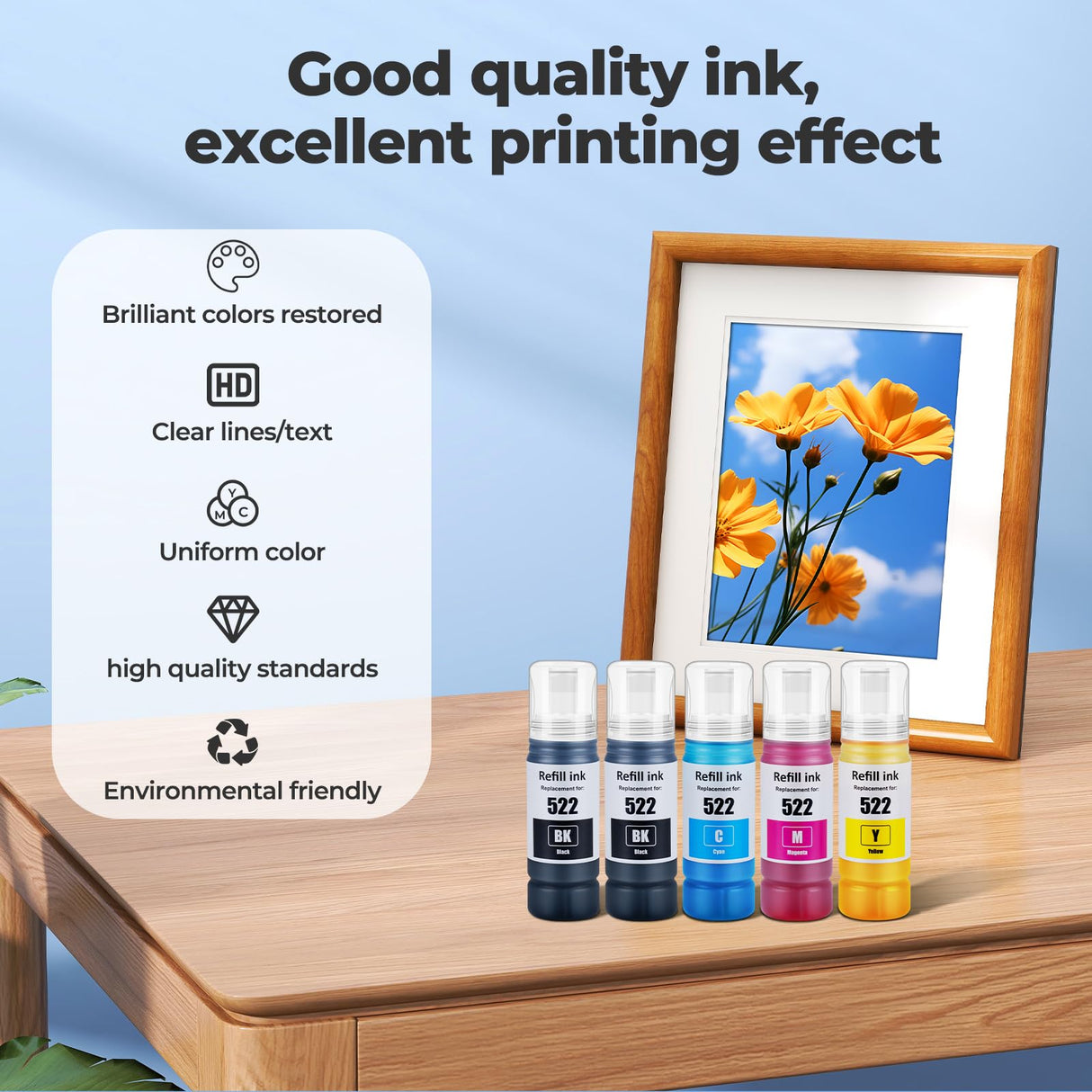 522 Ink Refill Bottles ET-2800 ET-4800 ET-2400 ET-2803 Ink Refill Replacement for Epson 522 Ink Refill Bottles Compatible for Ecotank for ET-2720 ET-4700 ET-4810 ET-2840 Printer (Not Subli Ink) Trokliey