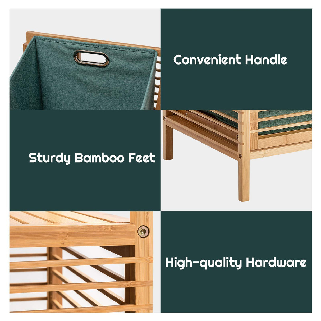 Giantex Laundry Hamper Tilt-Out Laundry Linen Hamper Bamboo Freestanding Clothes Basket W/Shelf & Removable Liner, Storage Laundry Shelf for Bathroom Living Room Bedroom, 16’’x13’’x37.5’’(L x W x H) Giantex