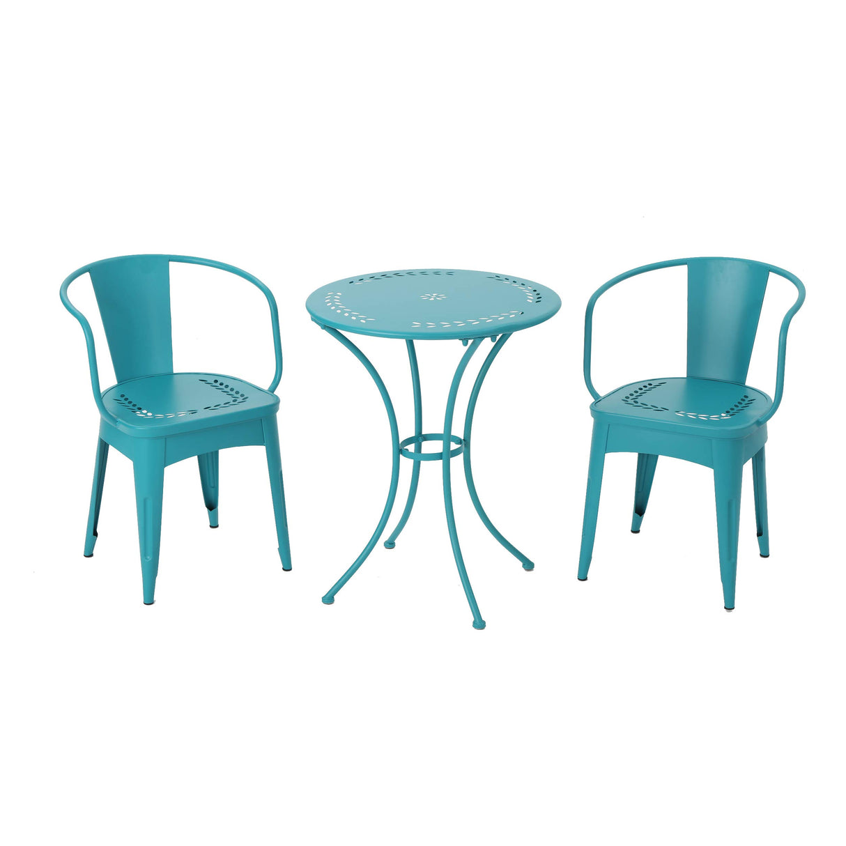 Christopher Knight Home Lourdes Iron Bistro Set, 3-Pcs Set, Matte Teal Christopher Knight Home