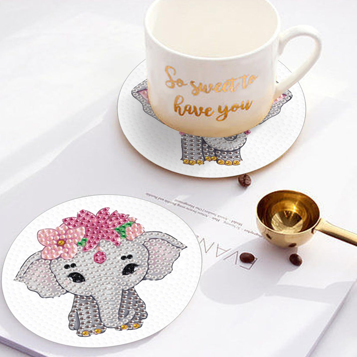4 Pcs Diamond Painting Creative Coasters DIY Animal Elephant Diamond Art Coasters Diamond Painting Kits Diamond Non Slip Coaster for Beginners Adults Home Dining Decors Art Crafts antor