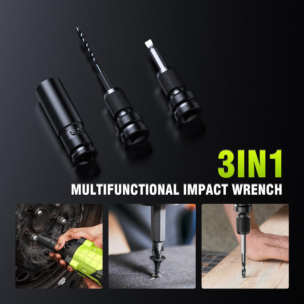 Robustrue Cordless Impact Wrench, 406Ft-lbs (550N.m) Brushless 1/2 inch Impact Wrench, 2800RPM High Torque Impact Gun, 2x 4.0Ah Battery, Charger, 4 Sockets, Electric Impact Wrench for Car Home Robustrue