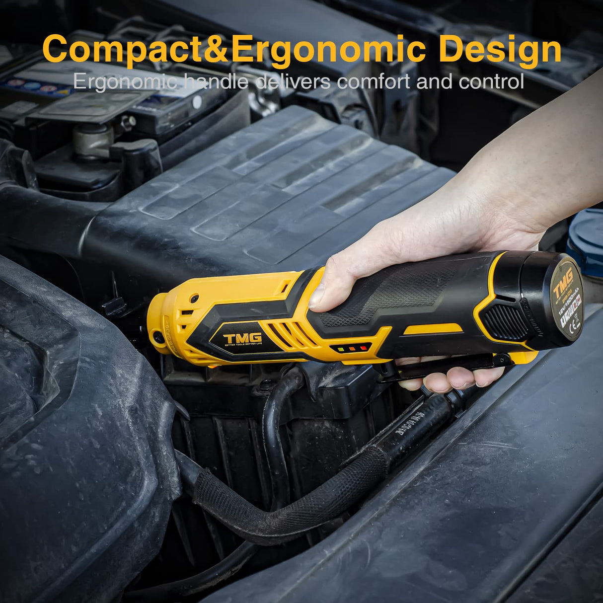 Meagle Cordless Ratchet Electric Ratchet for Husband/Diy/Pro Mechanic Battery Ratchet Power Ratchet Suitable for Auto/Home Repair, 3/8 Inch Ratchet 40 Ft-Lbs 230 Rpm 12V, 2000Mah for Auto Shop Meagle