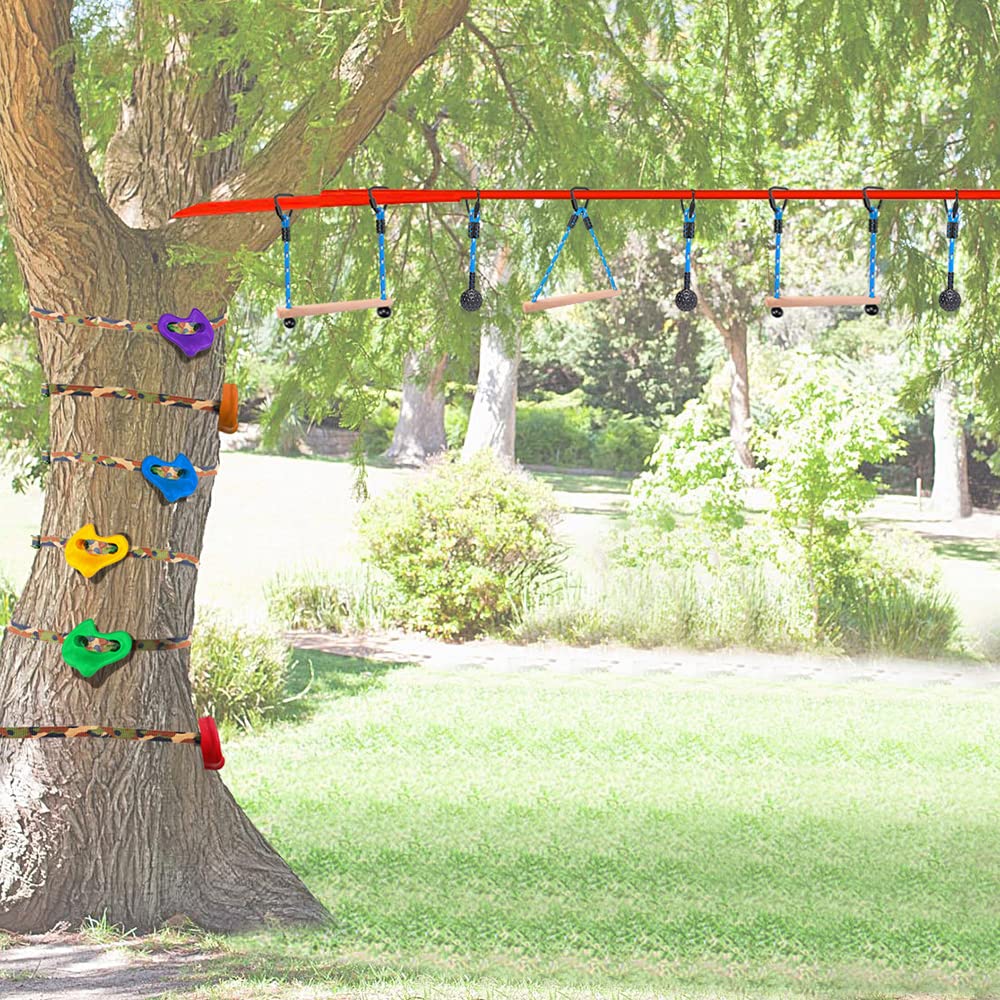 BeneLabel 3 Ninja Monkey Bars Obstacle, Obstacle Course Bars, Outdoor Play Set, Swing Accessory Set, Obstacle Course for Training Equipment, Great for Kids and Youth, 250LB Capacity BeneLabel