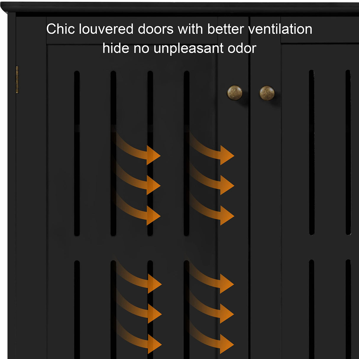 Yaheetech Shoe Storage Cabinet Floor Storage Organizer Wooden Cabinet with 3 Doors Adjustable Shelf for Entryway Living Room Home Office Black Yaheetech