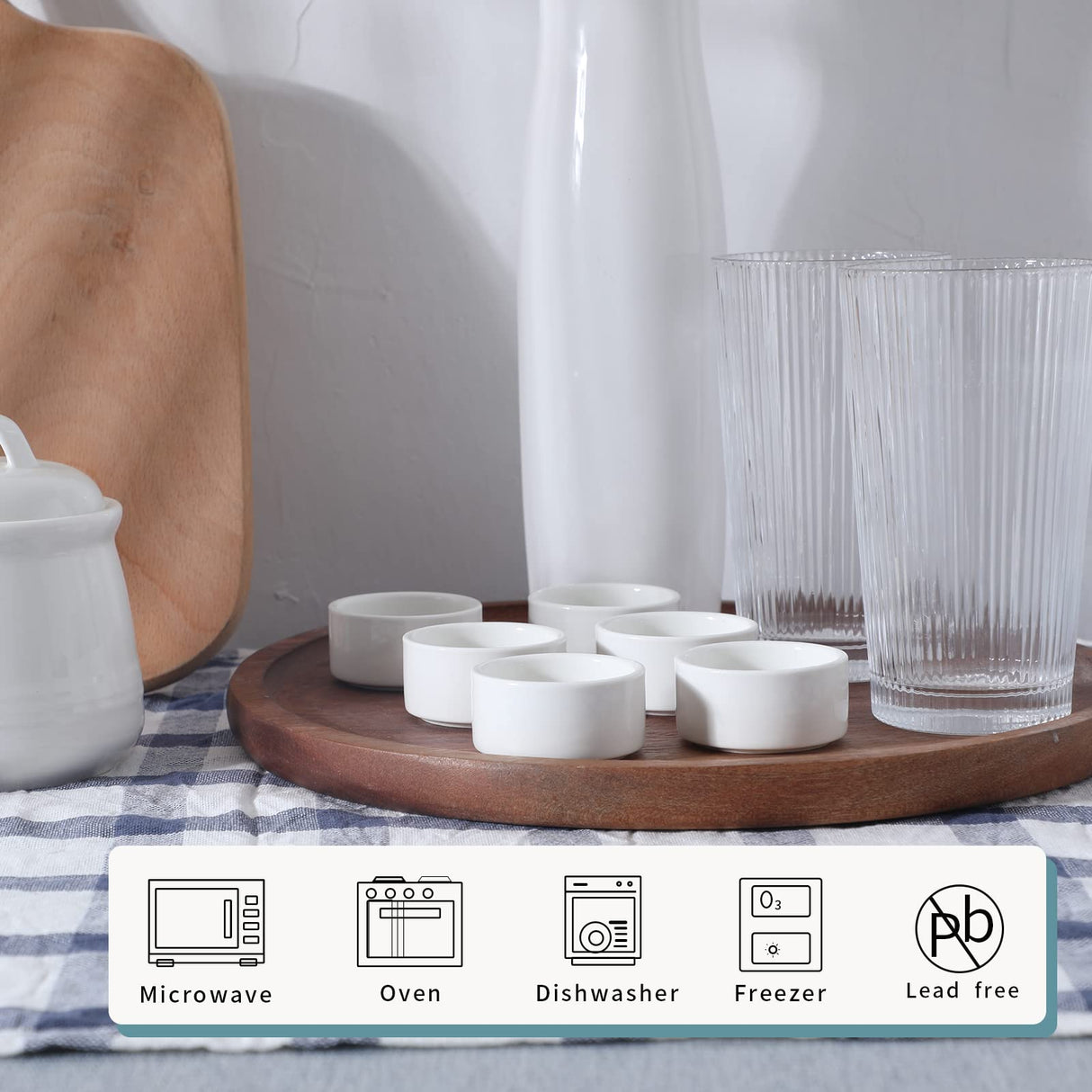 1oz Mini Porcelain Ramekins Set of 6,Small Ceramics Souffle Dish, 30ml White HAOTOP