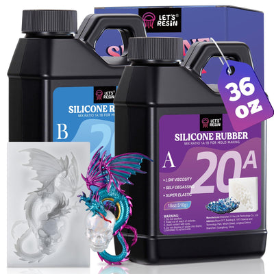LET'S RESIN Silicone Mold Making Kit 36oz, 20A Flexible & Bubble Free Silicone Rubber, Translucent & 4H Fast Cure Liquid Silicone for Mold Maker, Mixing Ratio 1:1