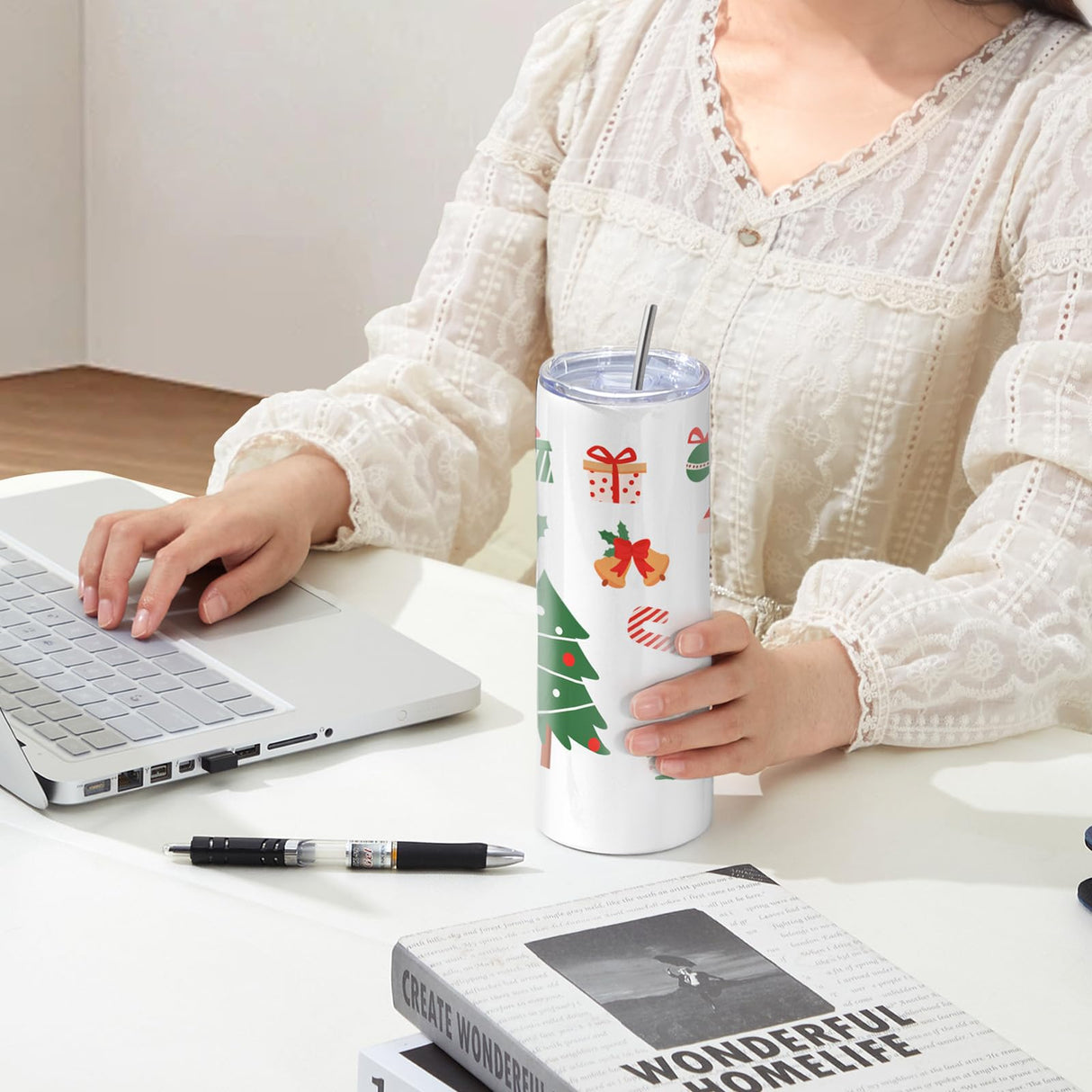 VEVOR 8 Pack Sublimation Tumblers 20 Oz Skinny Straight, Stainless Steel Sublimation Tumblers Blank, Stainless Steel Double Wall Tumbler for Heat Transfer Customized Gifts with Lid and Straw, Gift Box VEVOR