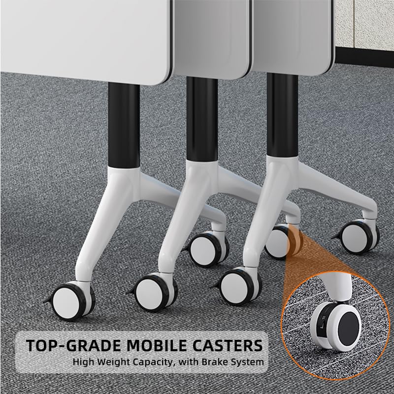 Conference Table, Folding Conference Room Tables with Flip-Top Design, Mobile Seminars Dynamic Meetings Training Tables for Offices, Classrooms, and Meeting Room (Gray, 47.2×15.7×29.5in) Mxespoir