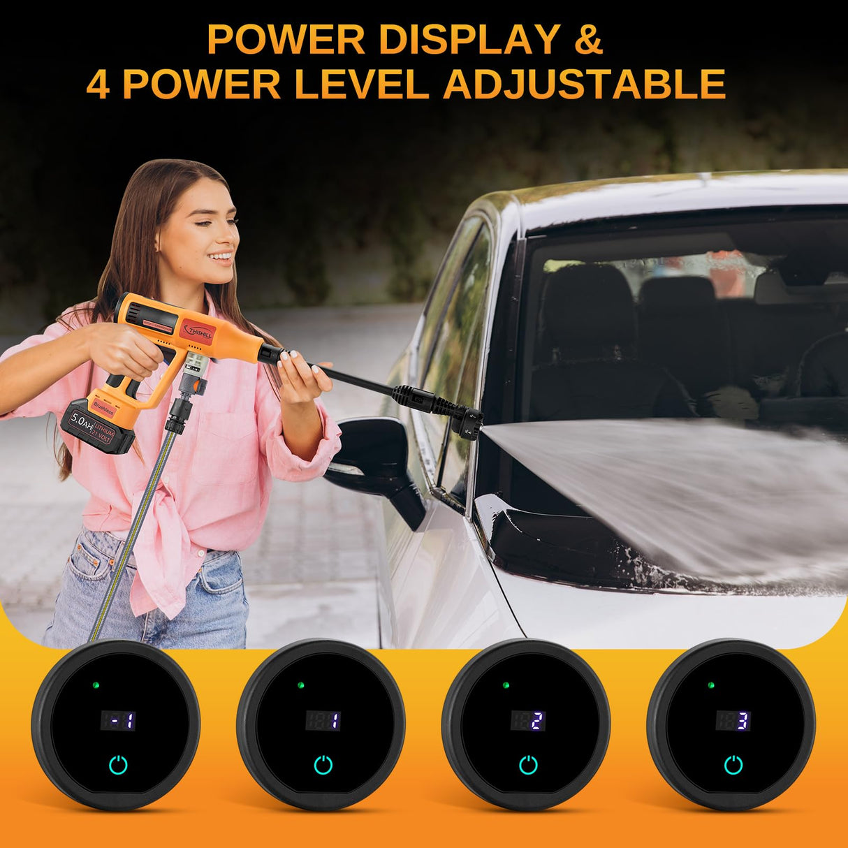 Cordless Pressure Washer Battery Bowered 1060 PSI Compatible with Makita Battery, Portable Power Washer for Cars 5000mAh Brushless Motor & 2.5 GPM High-Pressure Washer, 6-in-1 Nozzle, LCD Screen This Hill