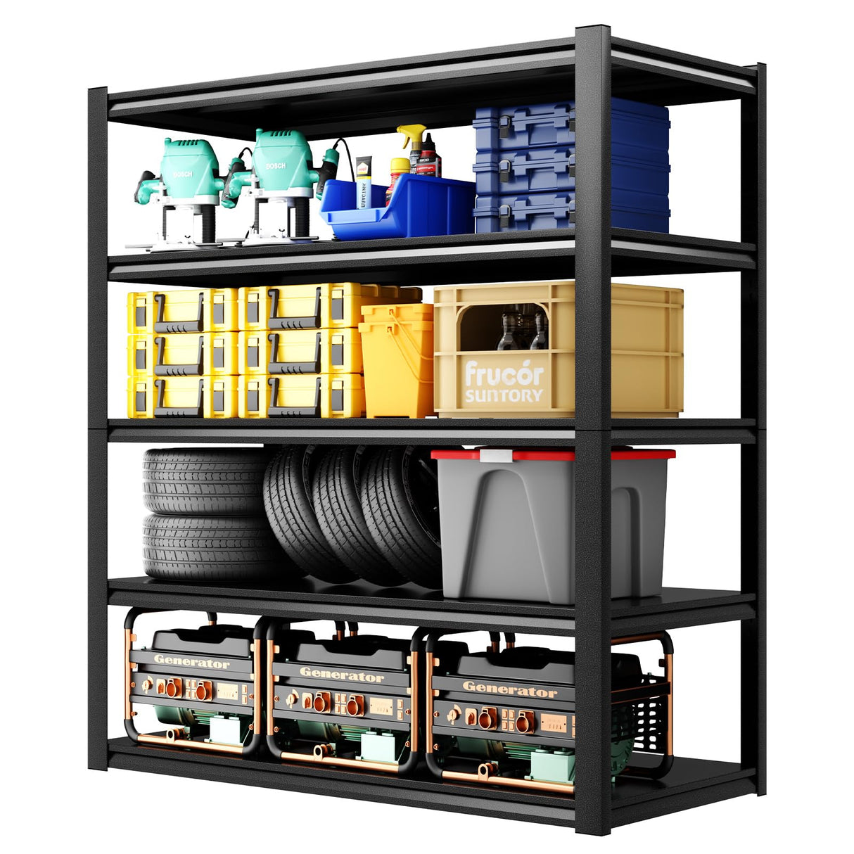 FogQueen 47.2" W x 23.7" D Garage Shelving Heavy Duty Storage Racks 3000LBS Adjustable Metal Shelfs 5 Tier Shelving Units Garage Storage Shelves Industrial Utility Shelf 72" H Tall Shelf for Storage FogQueen