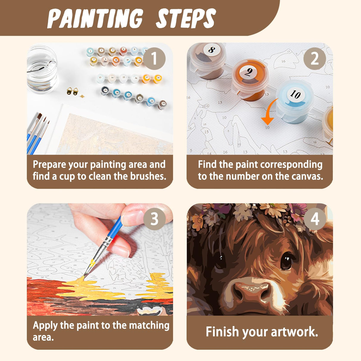 XTCIXAL Highland Cow Paint by Numbers Kit for Adults, Cow Paint by Number for Adults, Beginners Acrylic Canvas Painting Kits for Home Wall Decor 16x20 Inch XTCIXAL