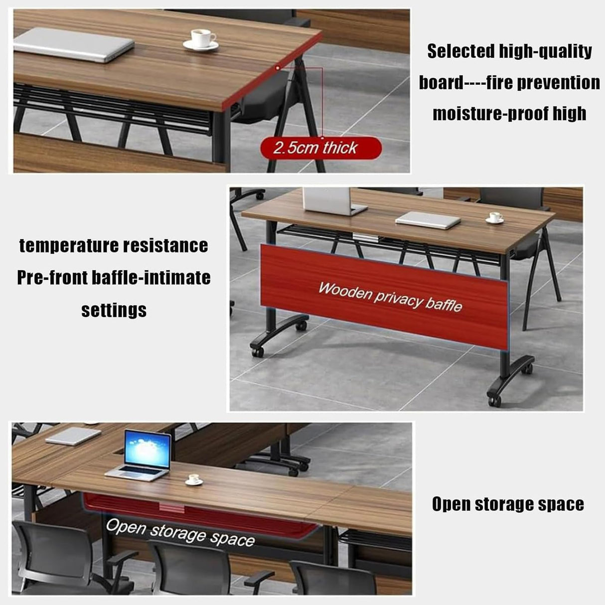 Conference Table 4 Pack - Modern Office Conference Room Table, Folding Conference Tables Training Table, Mobile Flip Top Meeting Table with Caster Wheels (A, 63 x 23.6 x 29.5 inch) Ysjndasm