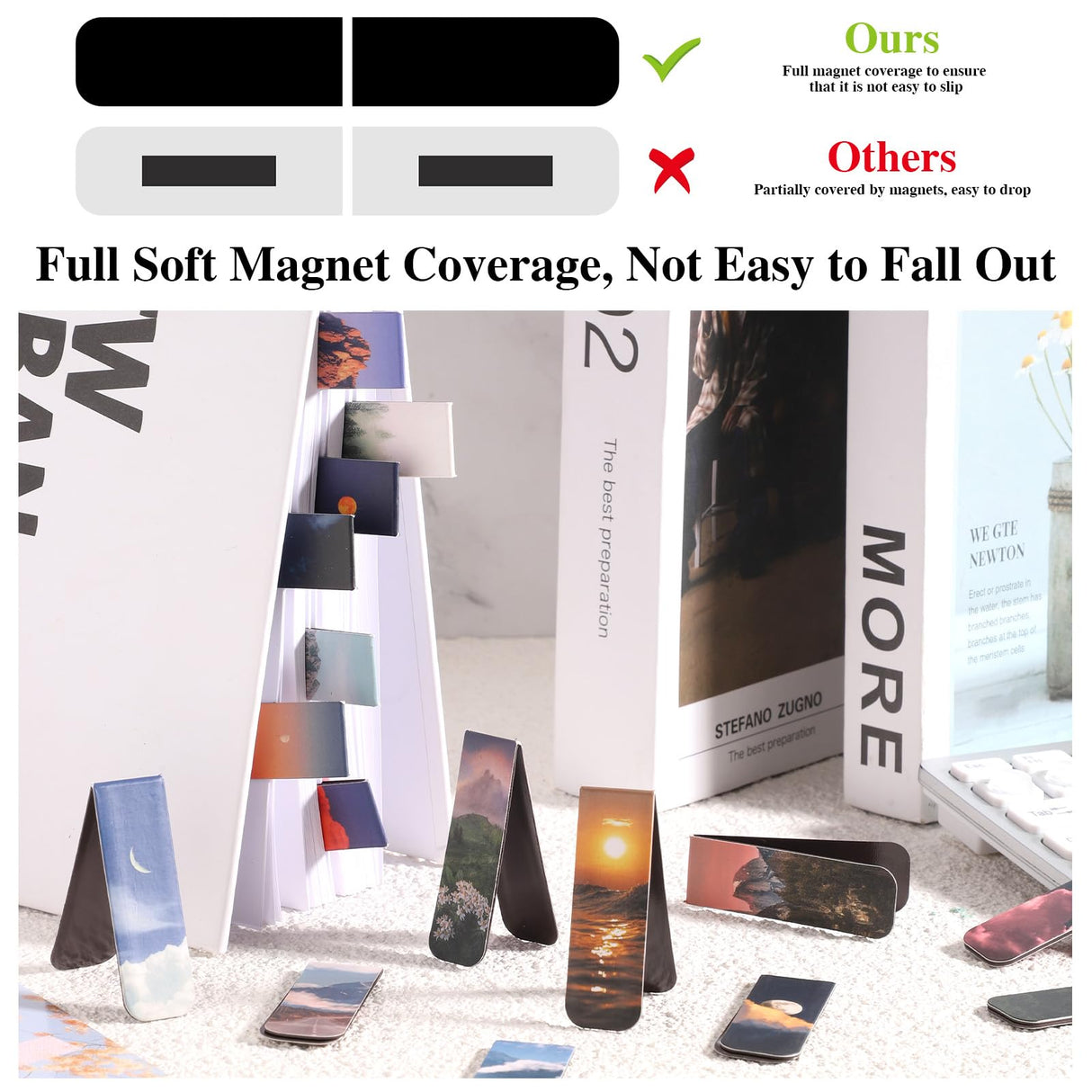 48 Pcs Magnetic Bookmarks, 24 Styles Cute Landscape Magnet Book Markers Magnetic Page Clip, Funny Book Marks Valentine's Day Gifts for Women Men WSICSE