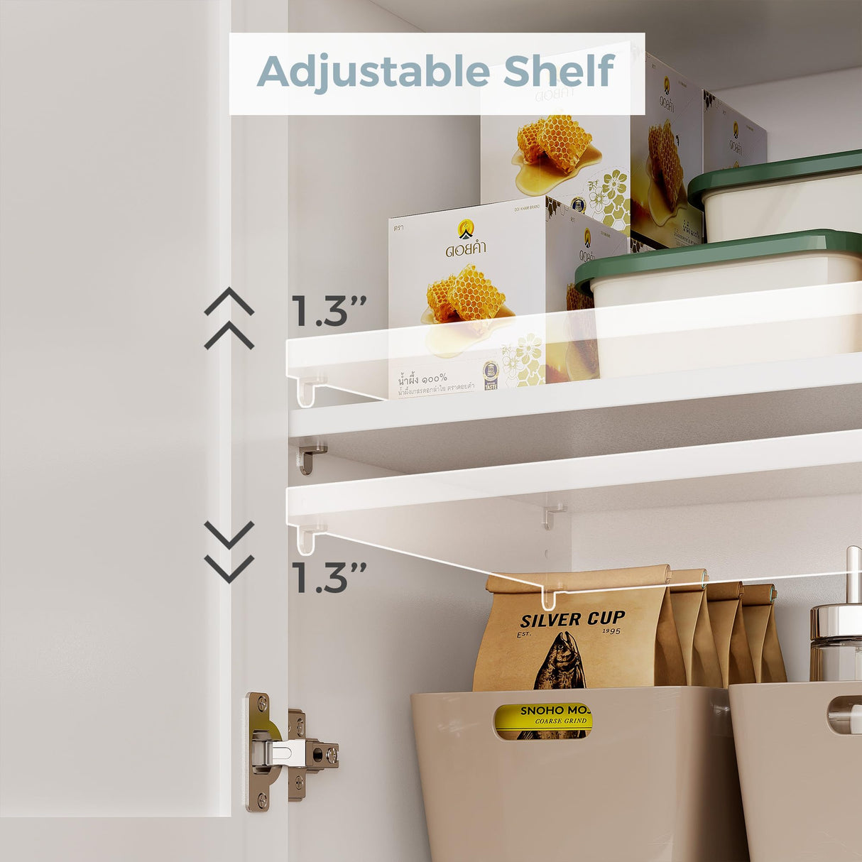 IRONCK Kitchen Pantry Storage Cabinet, Modern Food Pantries with 12 Shelves, 2 Door Racks, Adjustable Shelves, Freestanding Cupboard for Kitchen, Dining Room, White IRONCK