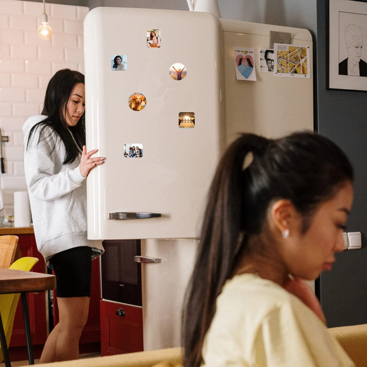 ZYNERY 34 PCS Sublimation Magnet Blanks, Sublimation Blank Fridge Magnets Printable Photos, Personalized Custom Magnets for Refrigerator Decoration, Kitchen, Office, Wall (Round Diam 5.5cm) ZYNERY