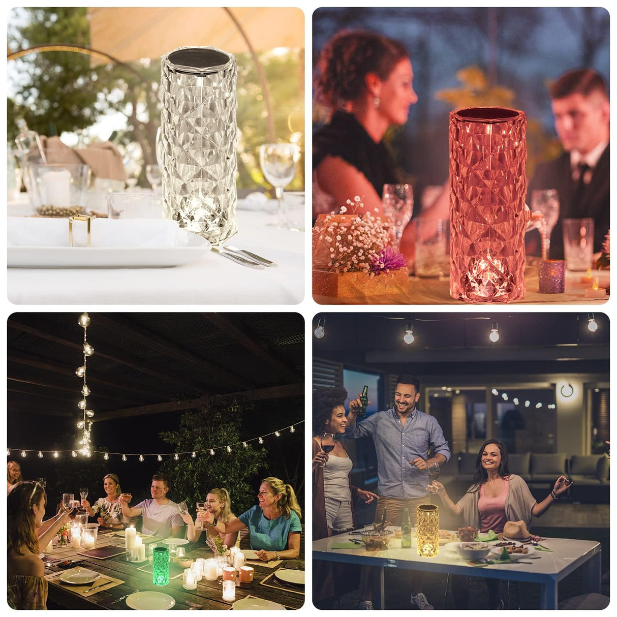 BGFHome Crystal Table Lamp RGB Color Changing Night Light ,Romantic LED Rose Diamond Touch Lamps for Living Room (Remote & Touch BGFHome