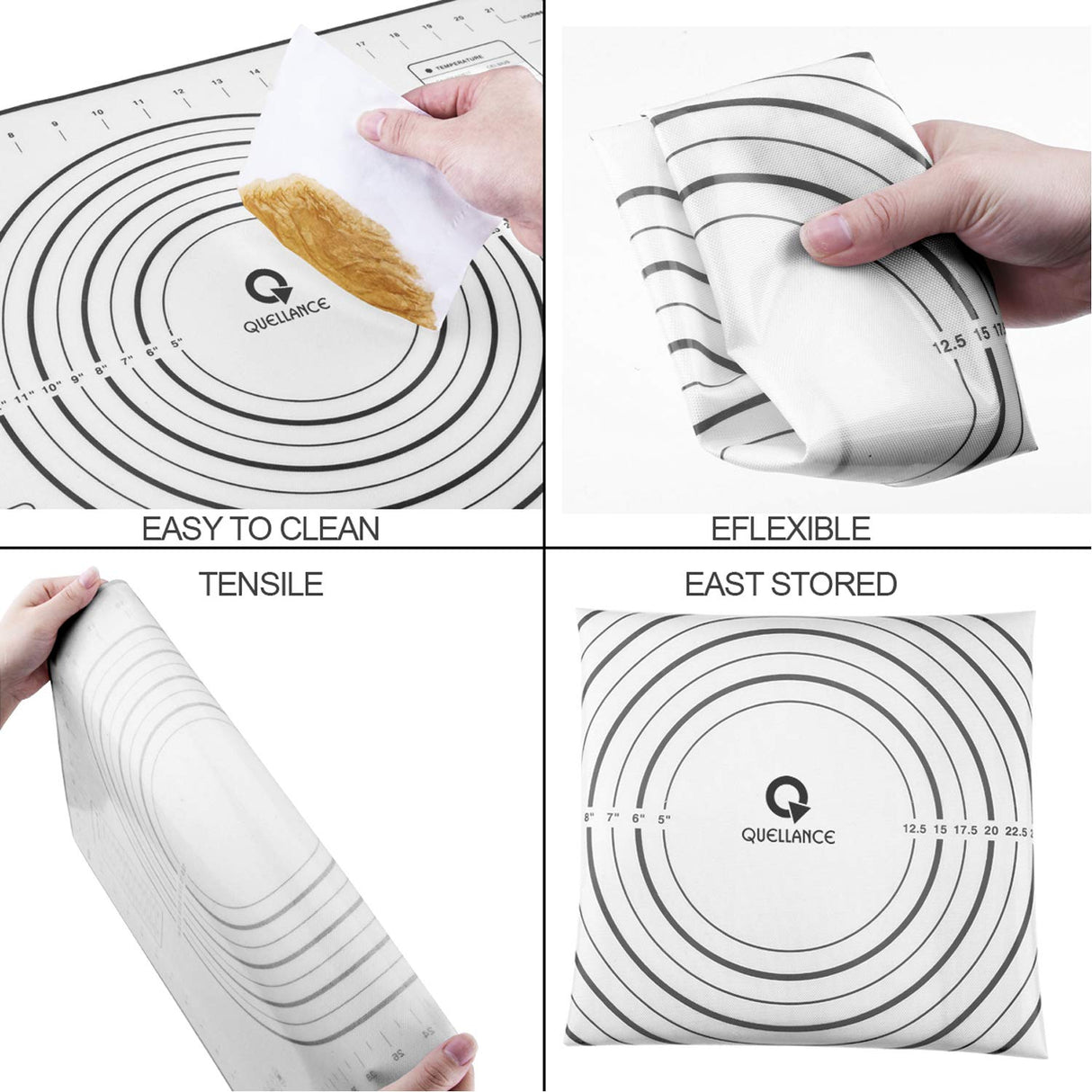 Wood Rolling Pin, QUELLANCE Wood French Roller Pin with Silicone Baking Mat, Beech Wood Dough Roller for Baking Dough, Pizza, Pie, Pastries, Pasta and Cookies QUELLANCE