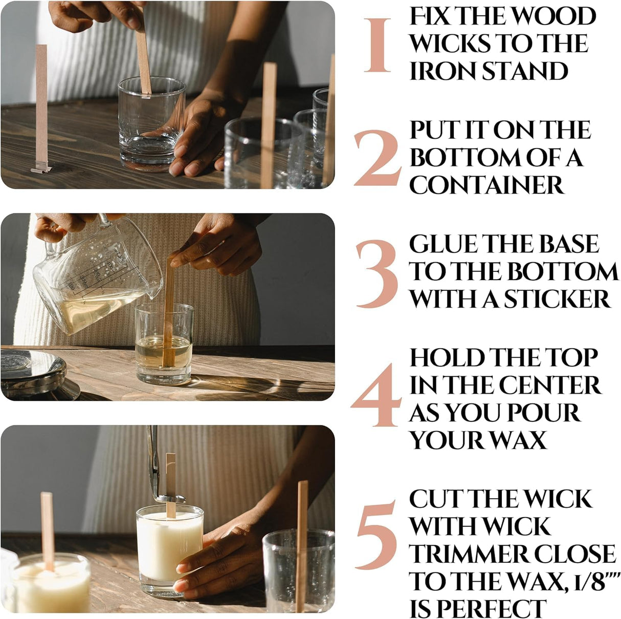 151PCS Wicks Candle Making Set – Wooden Wicks with Metal Base for Candle Making Smokeless with Black Trimmer and Stickers (Black) YARRD