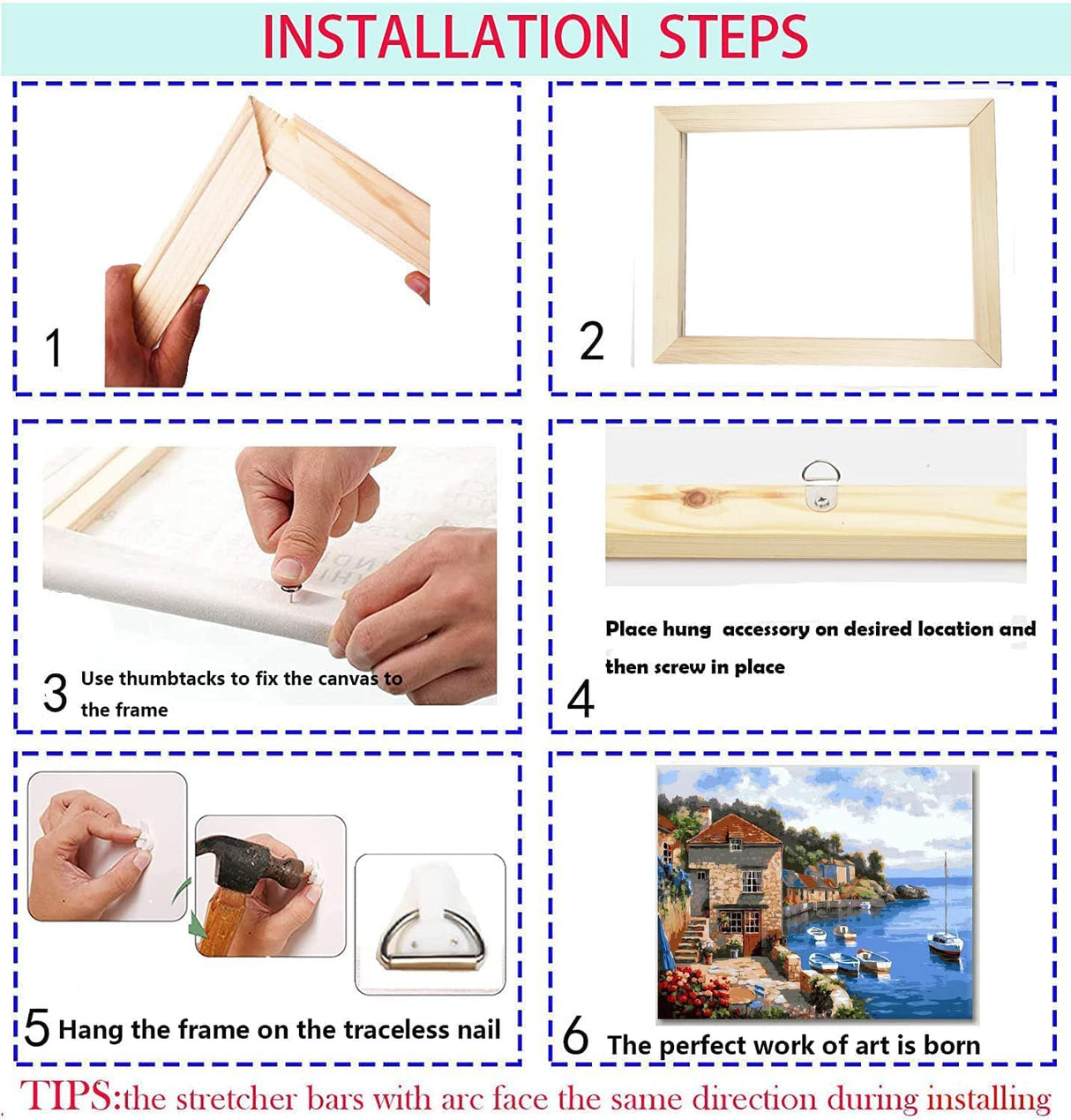 2 Pack 8"x 10" DIY Wood Canvas Stretcher Bars, Canvas Frames Kit-Easy to Assemble,Wooden Frames Kit for Oil Painting,Diamond Painting,Embroidery Stitch and Needlepoint Arts Supplies Tonyutech