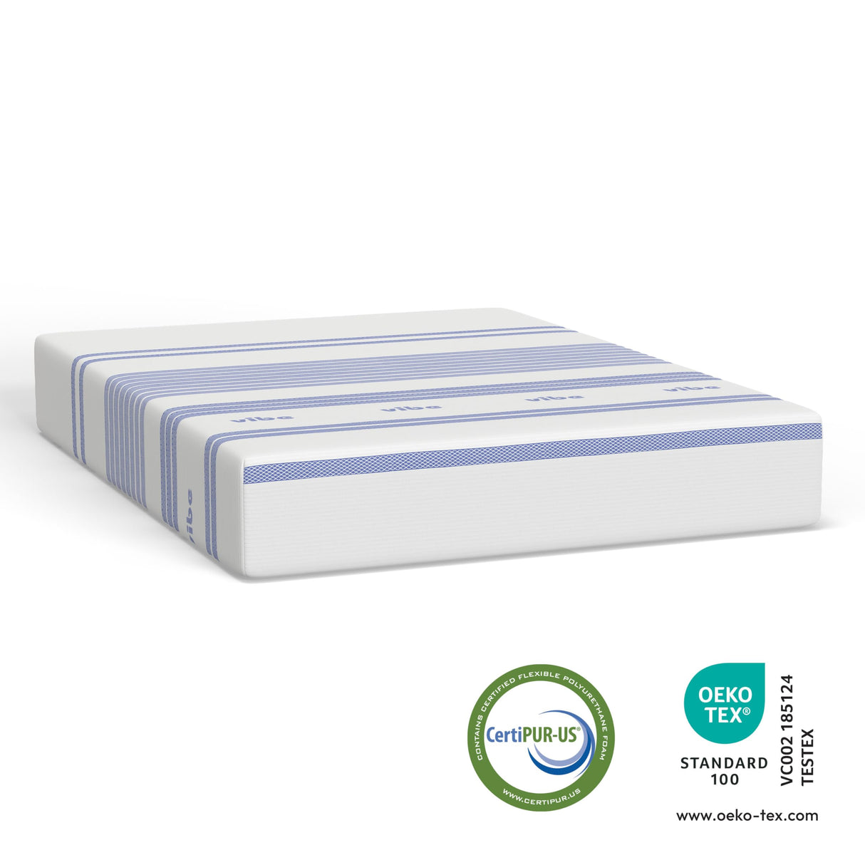 Vibe Gel Memory Foam Mattress, Fiberglass Free 8-Inch CertiPUR-US Certified Bed-in-a-Box, Queen, White Vibe
