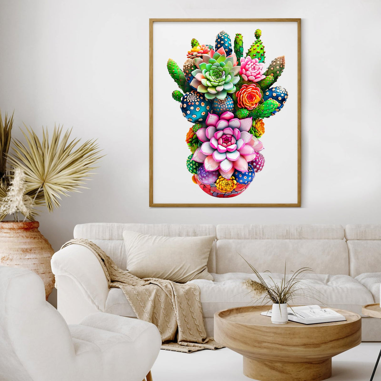 Wooden Jigsaw Puzzles for Adults and Kids, Cactus Flower 200 Piece Unique Shaped Puzzle, Family Game and Creative Wooden Puzzle Gift, Wall Art Decor, 11 x 15 Inch SAWZOO