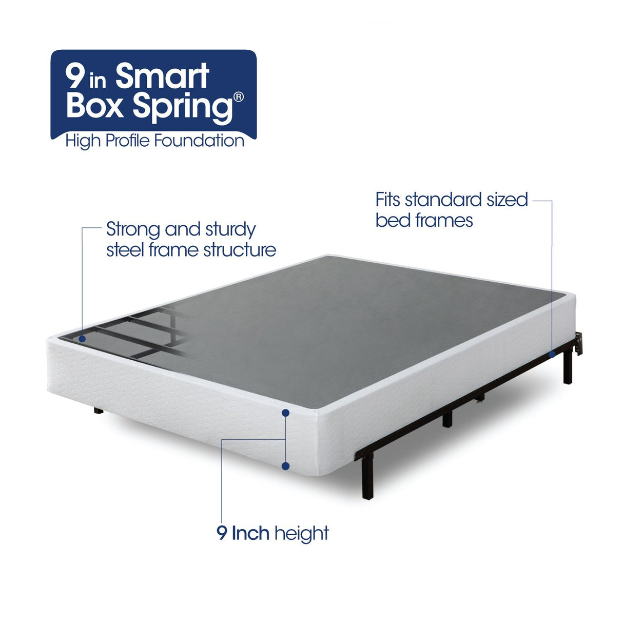 Zinus 9 Inch Metal Smart Box Spring / Mattress Foundation / Strong Metal Frame / Easy Assembly, King Zinus