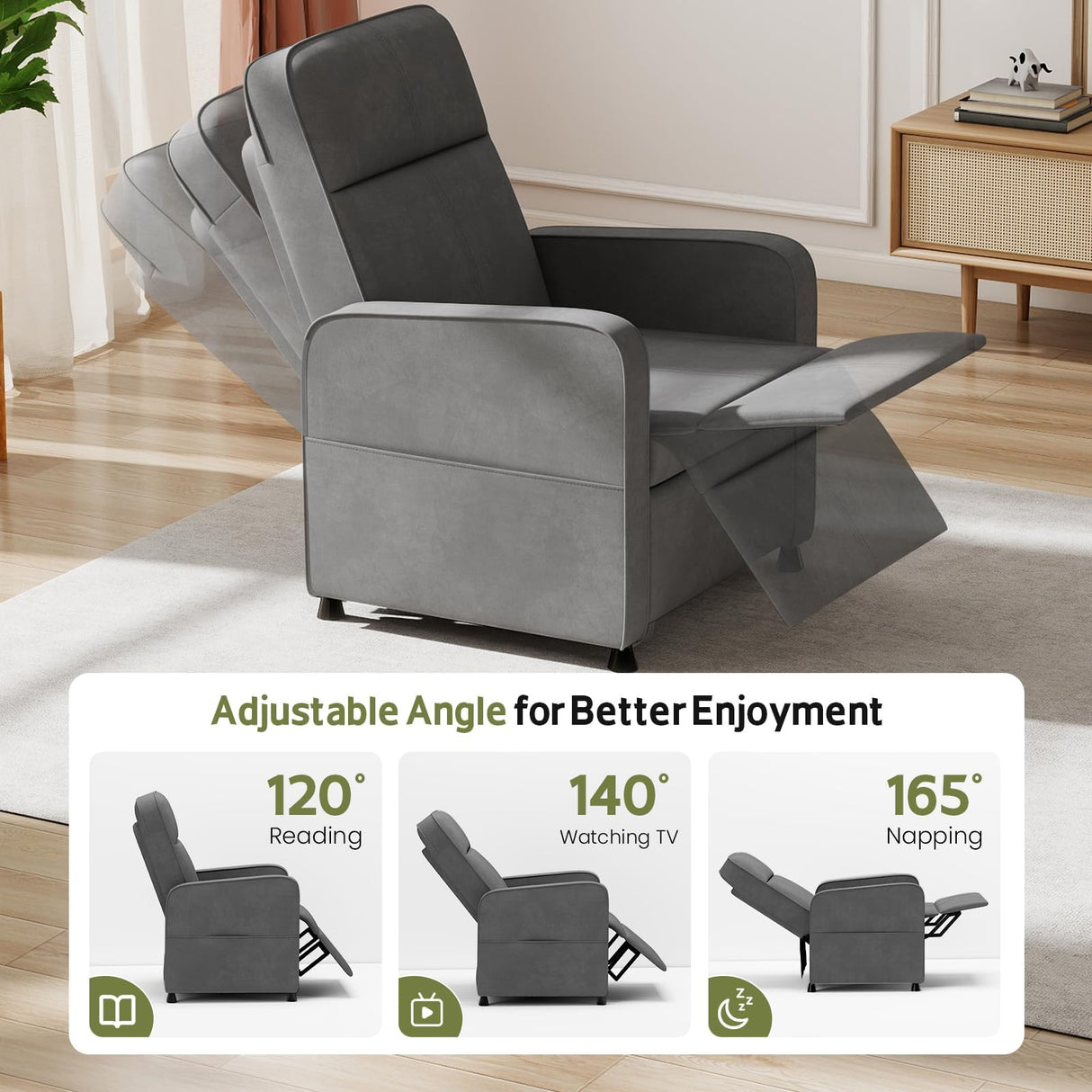 Lamtor Power Lift Recliner Chair - Cat Scratch Proof Electric Recliner for Small Spaces, Pet-Friendly Plush Fleece, Remote-Control Lift Chair with Side Pockets and Footrest, Grey Lamtor