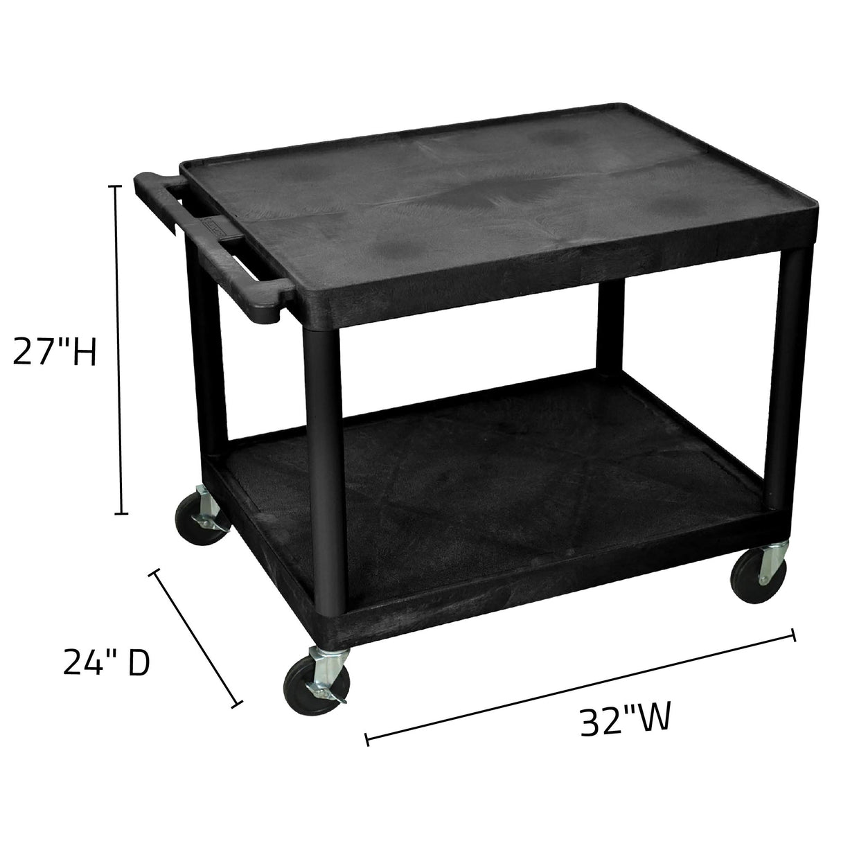 LUXOR LP27-B 27"H AV Cart - Two Shelves Luxor