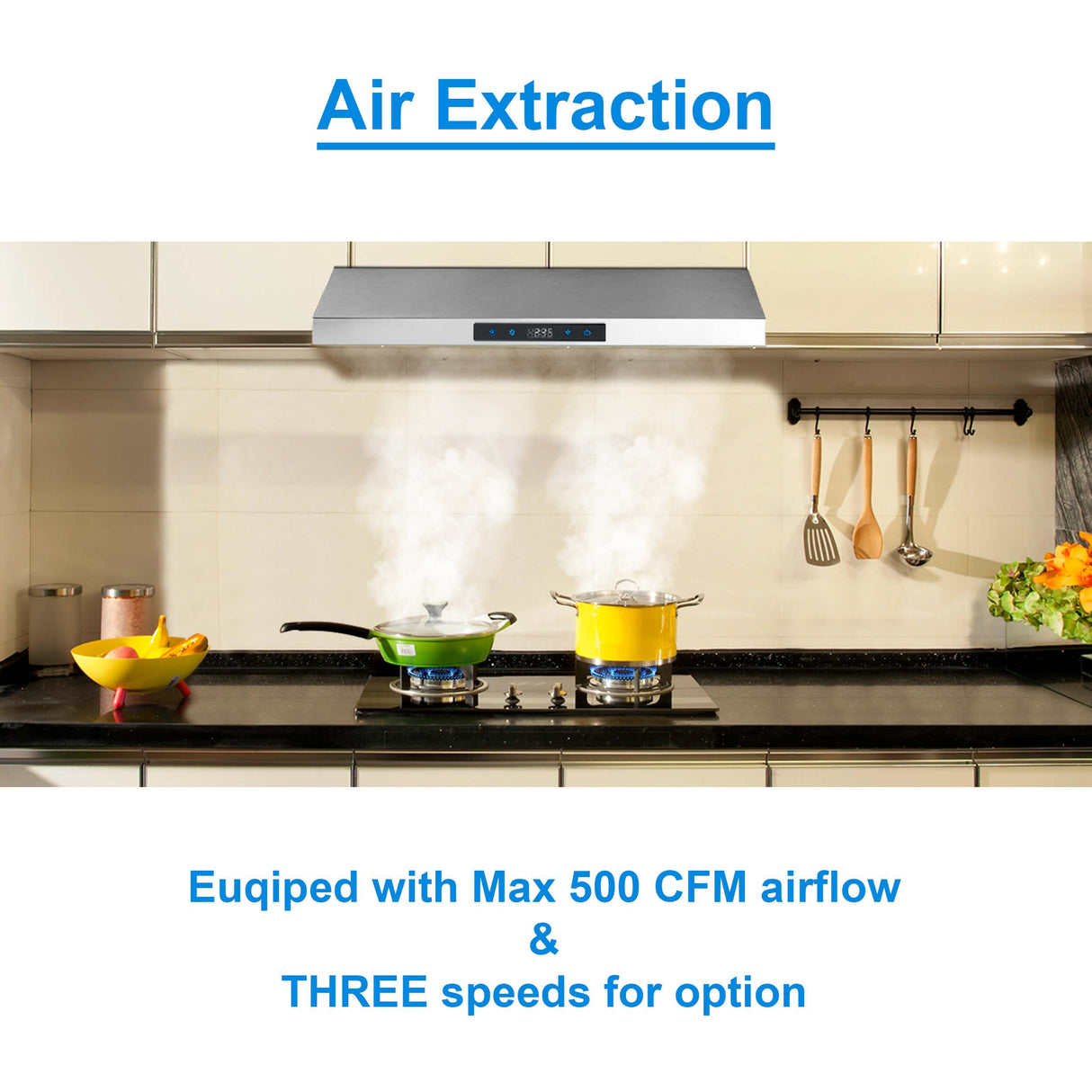 SNDOAS Range Hood 30 Inch Under Cabinet,Ductless Range Hoods with Touch Control,3-Venting Kitchen hood,Stainless Steel Vent Hood,Under Cabinet Range Hood 30 inch,Hood Vents for Kitchen 3 Speeds SNDOAS