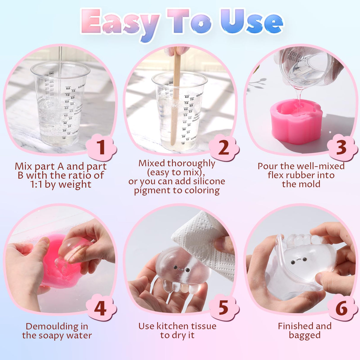 LET'S RESIN Transparent Gel for Taba Squishy, 28oz Super Soft Flex Rubber for Squishy Maker, DIY Decompression Gift for Cat Paw, Hamster, Artificial Strawberry and Chick Squishy LET'S RESIN