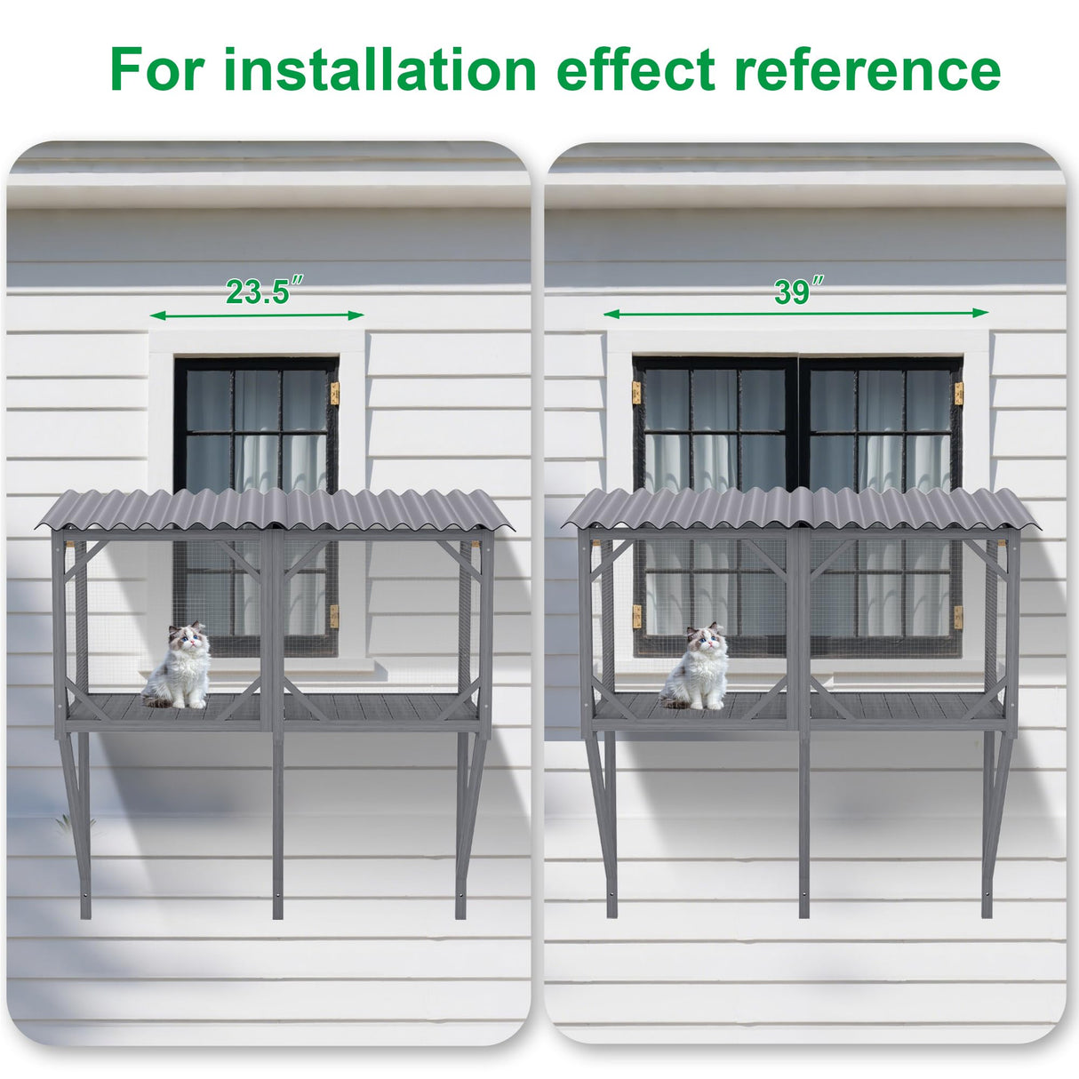 UNORME Cat Window Enclosure for Large Cats | 55lbs Heavy-Duty Outdoor Catio | 270° Panoramic View, Weatherproof & Scratch-Resistant | Plastic-Wood Easy Assembly UNORME