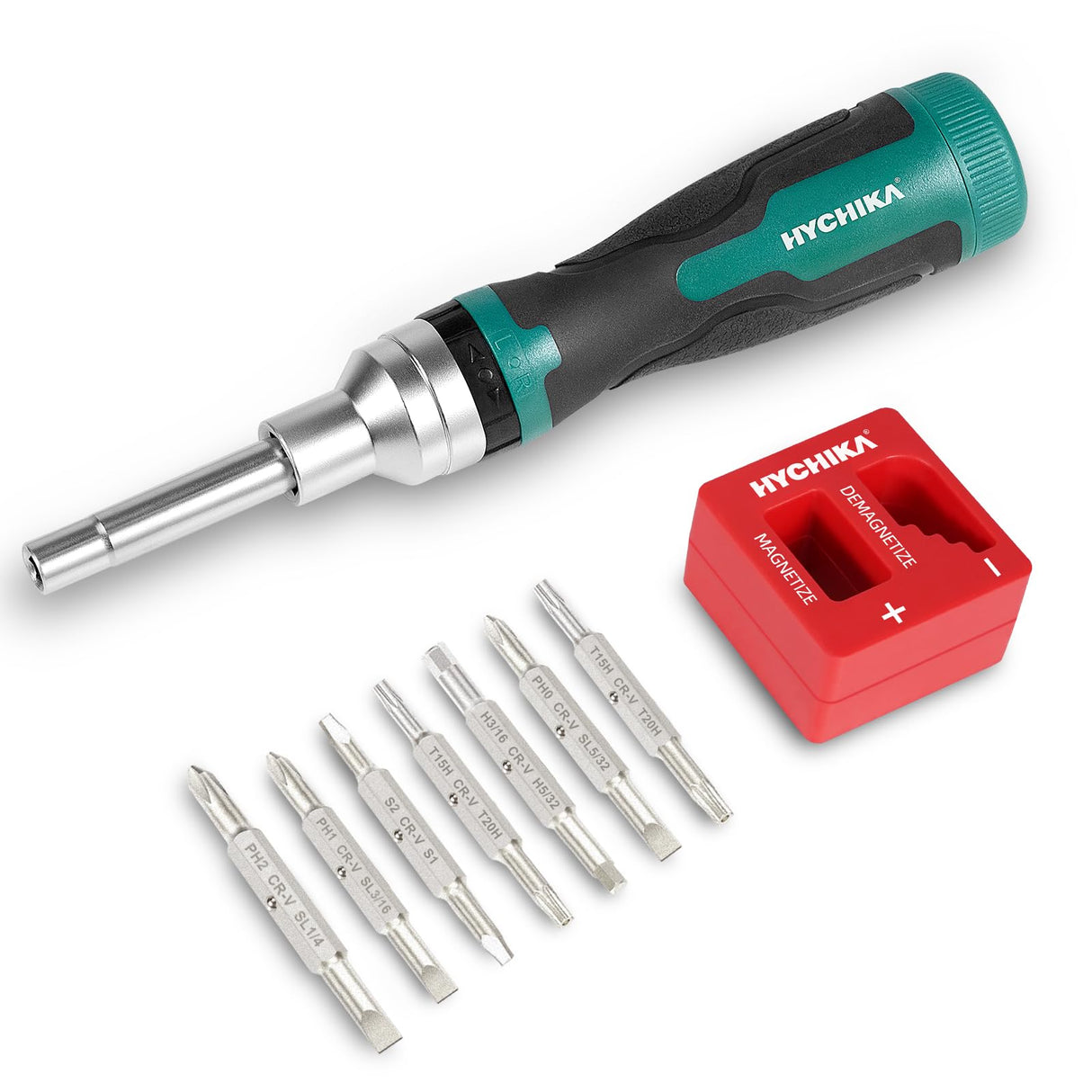 HYCHIKA Screwdriver Set 16-in-1 Ratcheting Screwdriver, Screw Driver Multi Bit All in One with Phillips, Slotted, Torx, Square, Hex bit and Double End Nut Driver HYCHIKA BETTER TOOLS FOR BETTER LIFE