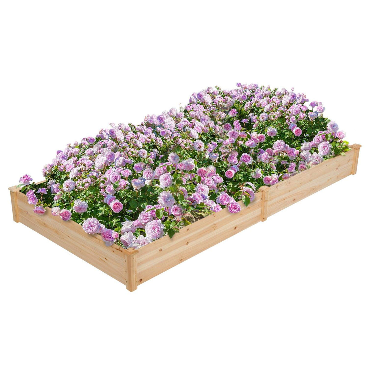 Topeakmart 8×4ft Horticulture Raised Garden Bed 93 x 48 x 10in Wooden Planting Box in Backyard/Patio Outdoor, Natural Wood 1 Topeakmart